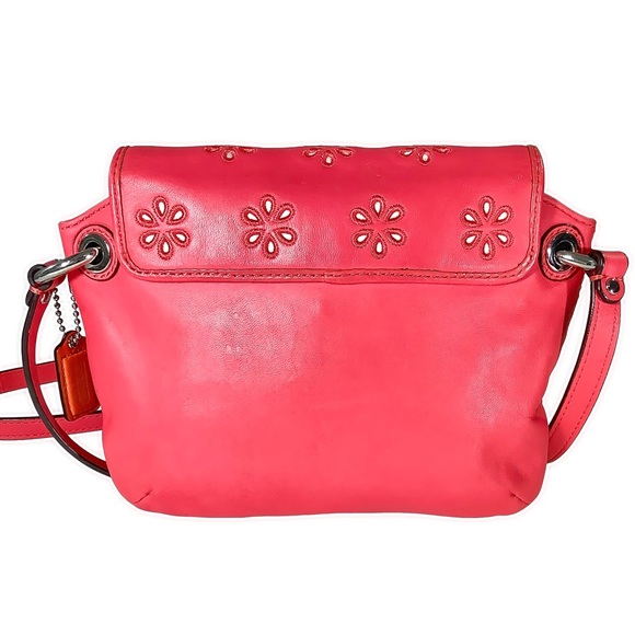 π2xHPπCOACH Pink Leather Eyelet Mini Crossbodyπ - Picture 4 of 8